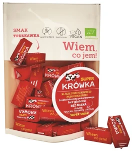 Ekologiczne krówki bezmleczne truskawkowe bezglutenowe BIO 150g