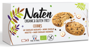 ciastka owsiane z czekoladą i orzechami laskowymi bezglutenowe BIO 120g 